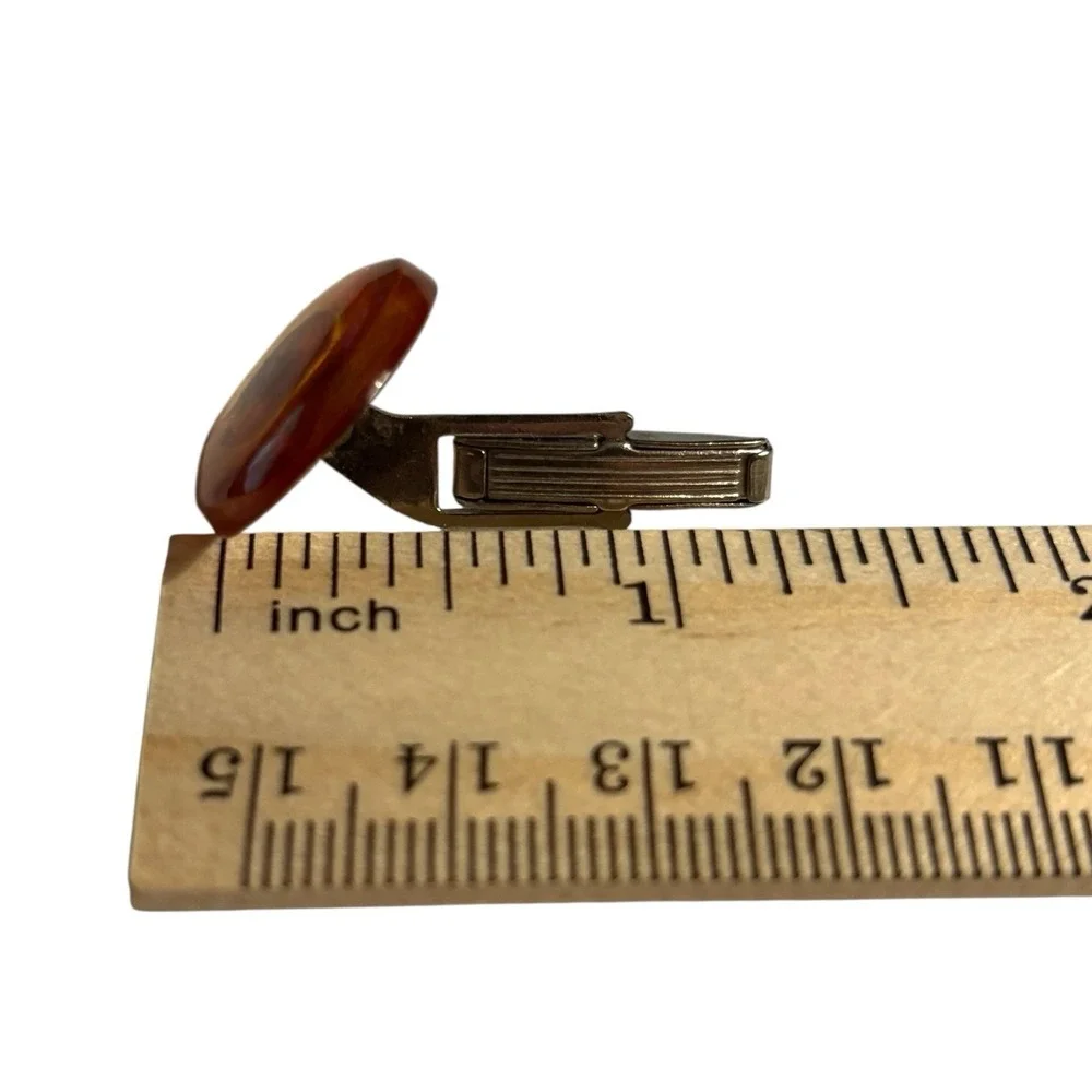Baltic Amber Cufflinks Signed MET Vintage Unique Nature‎ Oval MCM Translucent